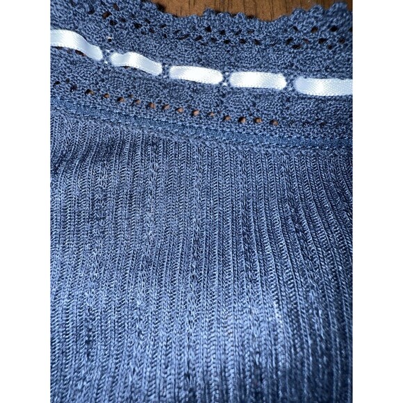 Free People Intimately Only You Ribbed Lace Trim Tank Top Navy Blue Women’s Sz L - Picture 4 of 10